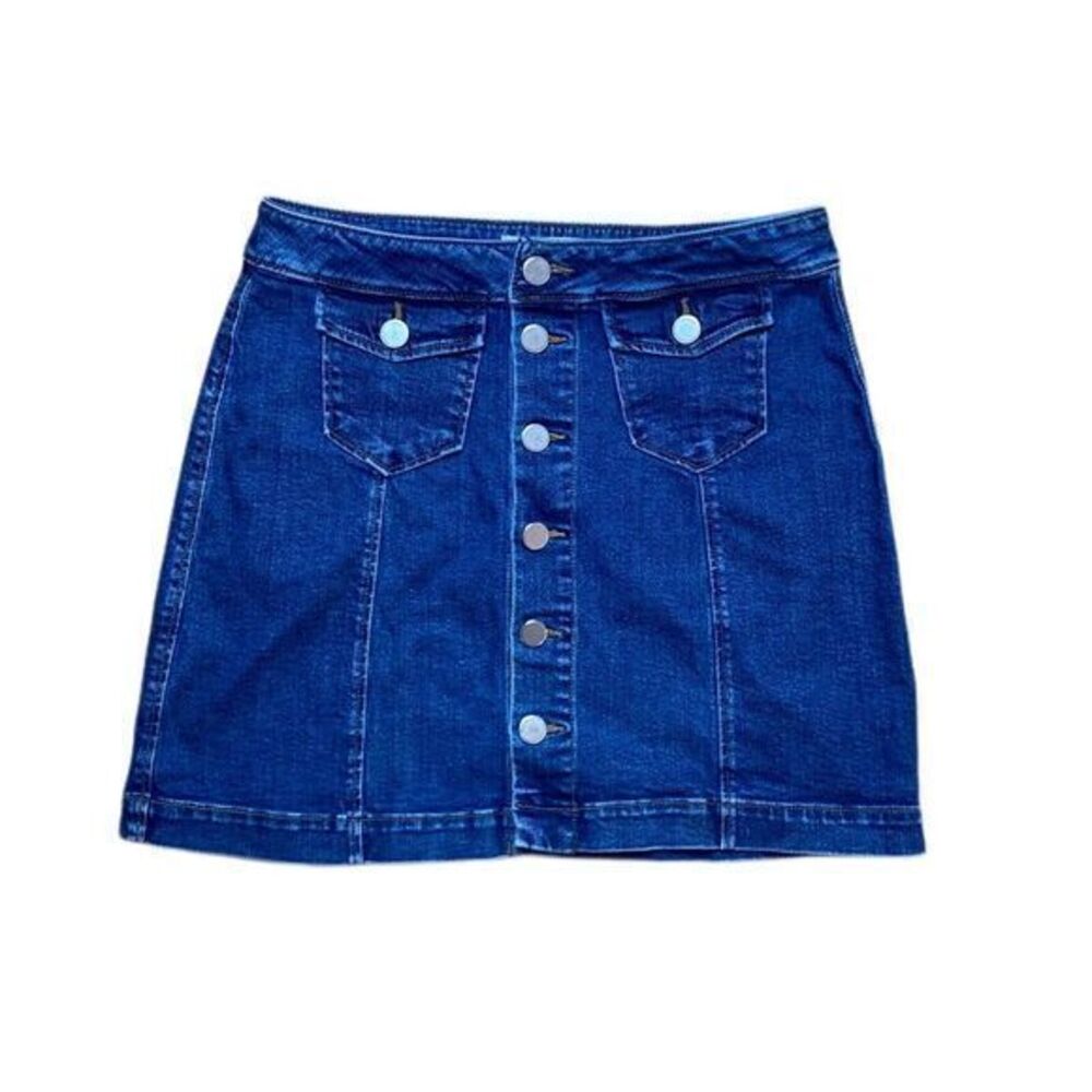 Made and Loved Loft Front Button Denim Mini Skirt Womens 10‎ Blue